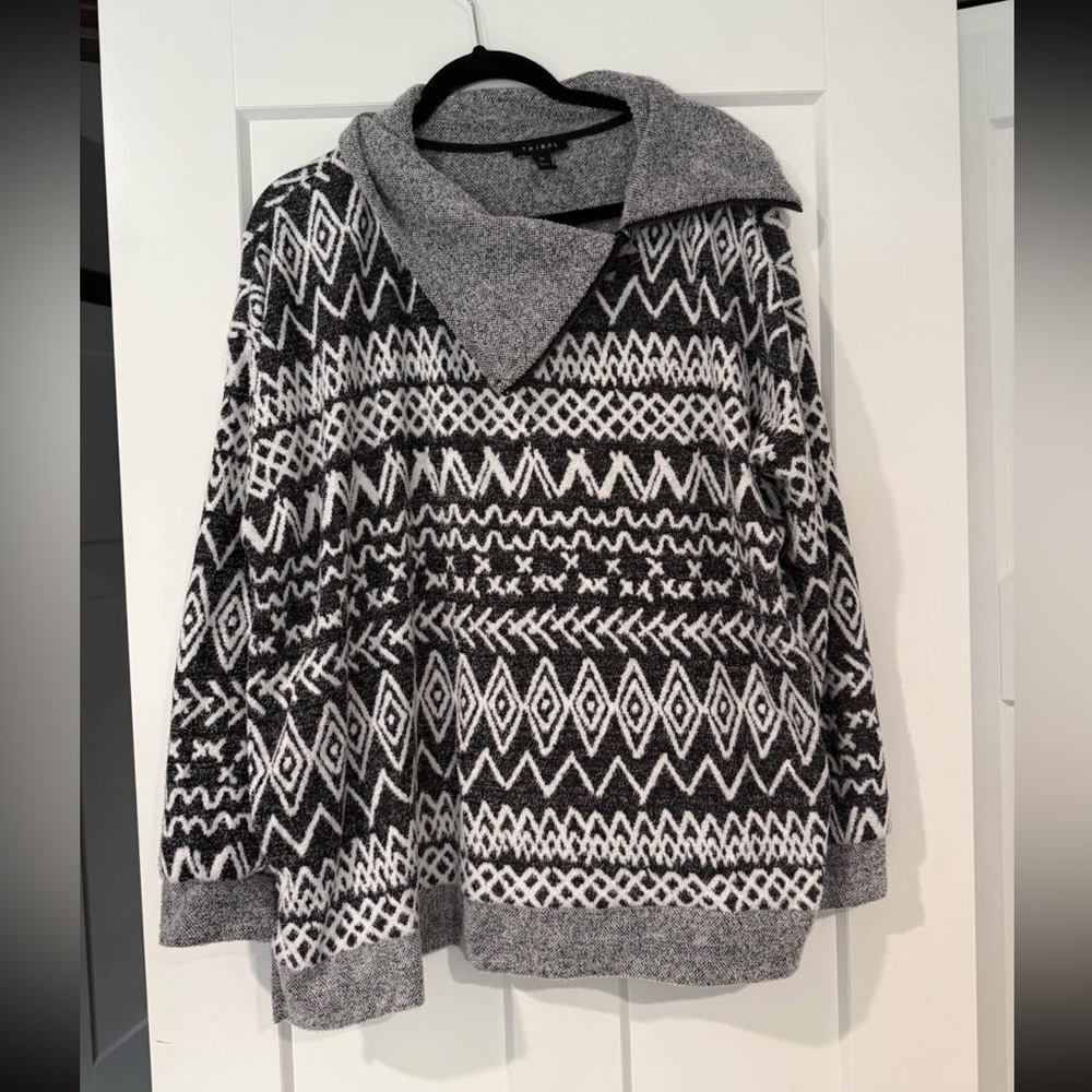 Tribal Monochrome Knit Sweater